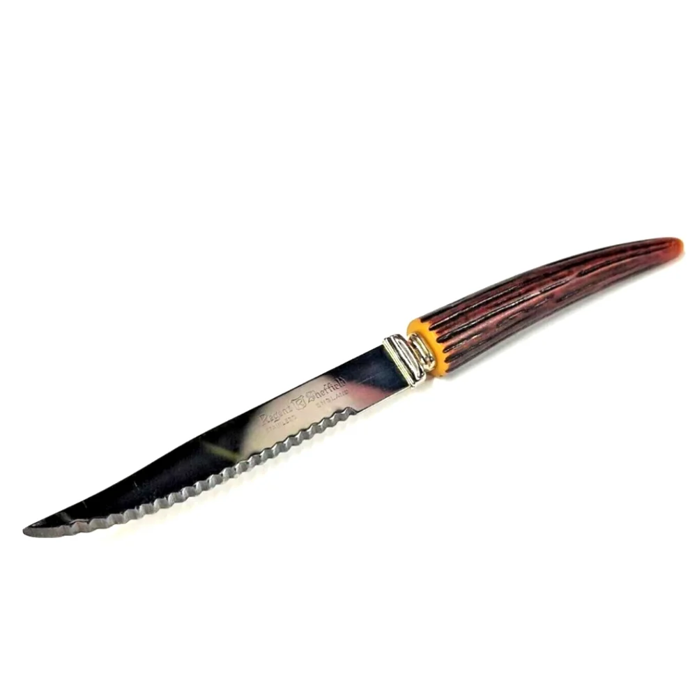 Regent Sheffield Stainless England Steak Knife Faux Bone Handle